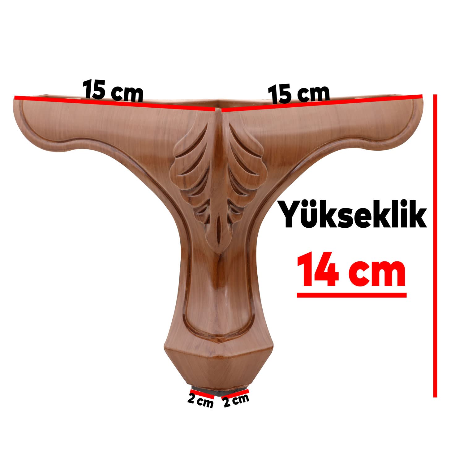 Badem10 Lukens Mobilya Kanepe Koltuk Ayağı Kahverengi Ahşap Desenli Baza Ayak 14 cm (4 ADET)