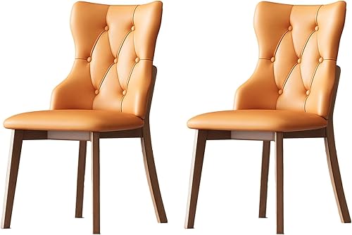 Miniatura 12 de Upholstered Dining Chairs with Backrest,Kitchen Chairs Leather,Living Room Chair with Wood Legs for Home, Restaurant, Hotel, Conference Room, Orange