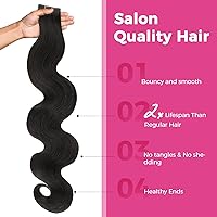 Vista 128 de Lashey Extensiones de Cabello Humano con Cinta Adhesiva Negro Natural 100% Remy Cabello Humano Liso Extensiones de Cabello con Cinta Largas de 24