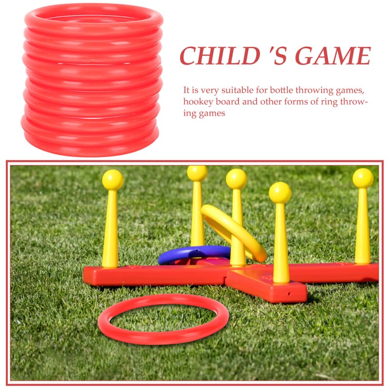 Healeved Jeu de Lancer D'anneaux en Plastique Rouge 20 Pièces Anneaux à Lancer 8 Cm de Diamètre, Interactif D'extérieur pour Garçon et Filles, Jeu de Coordination Œil-Main et Activités