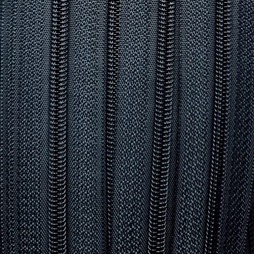 Endlos-Reißverschluss 5 mm dunkelgrau - 5 m Meterware mit 15 Zippern - Farbe 038 Cover