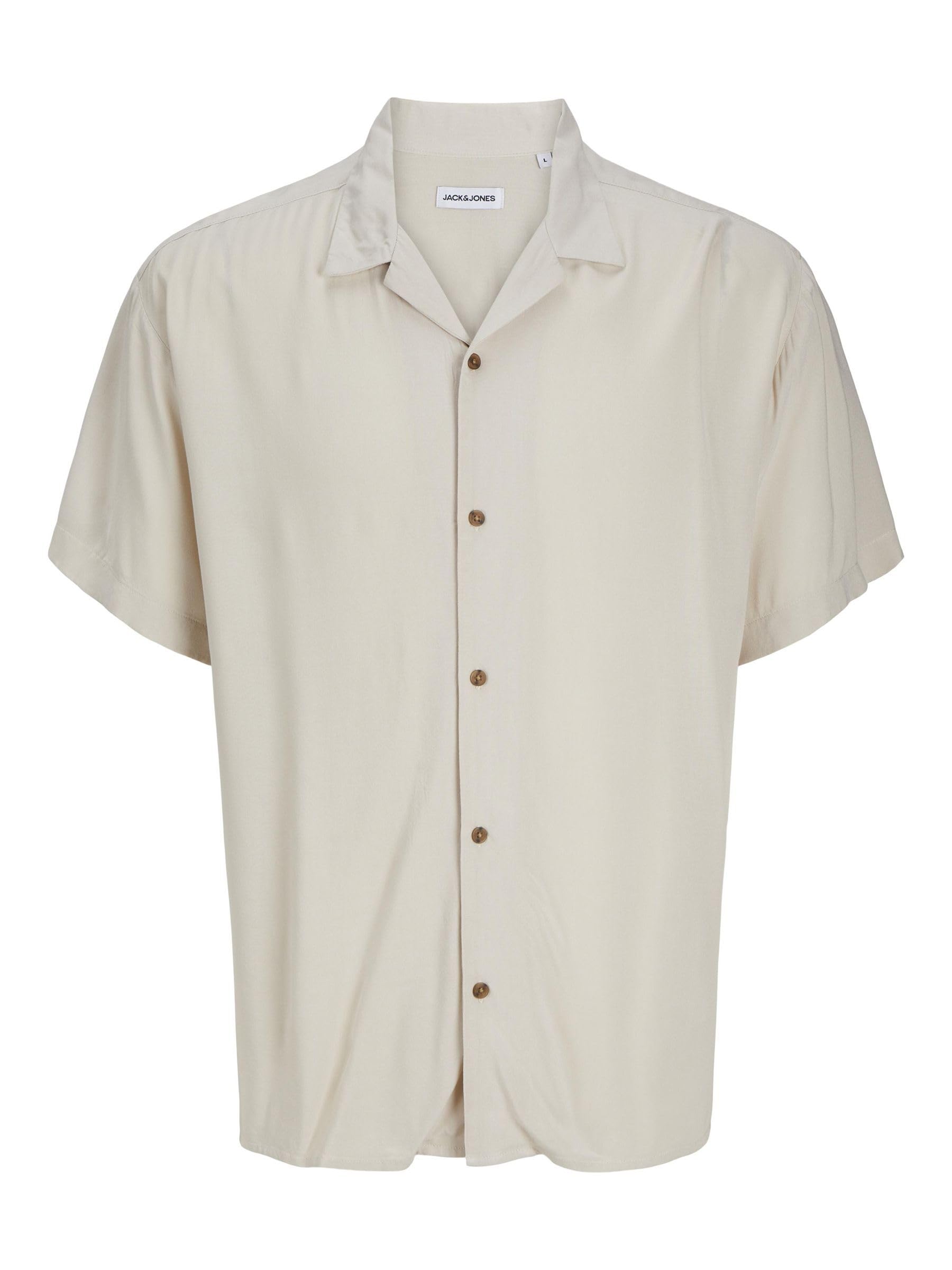 JACK & JONES Men's Jjejeff Solid Resort Shirt S/S Sn, Moonbeam, 3XL