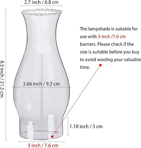 Miniatura 5 de Lámpara de aceite para chimenea, base de 3 pulgadas por 8 12 pulgadas de altura, pantalla de lámpara de queroseno, lámpara alta para huracán,