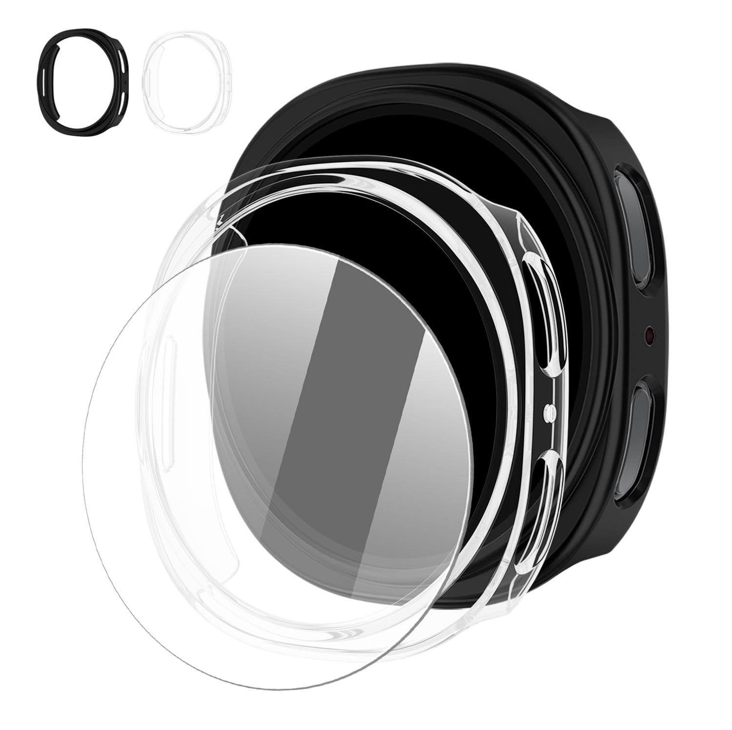 Photo 1 of [2+2Pack]Case for Samsung Galaxy Watch 8 Screen Protector 44mm Face Cover Set,Hard PC Cover+HD Tempered Glass Protective Film for Galaxy Watch 8 Case/Watch8 44mm Screen Protector Accessories Women Men