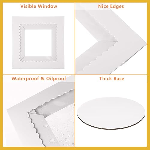 Miniatura 2 de SATINIOR 40 cajas para pasteles de 10 x 10 x 8 pulgadas con juego de tablas para pasteles (20 cajas y 20 tablas), cajas blancas altas para