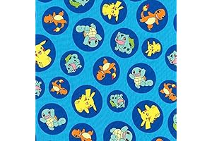 Robert Kaufman Pokemon Blue Character Bubbles Fabric by the Yard