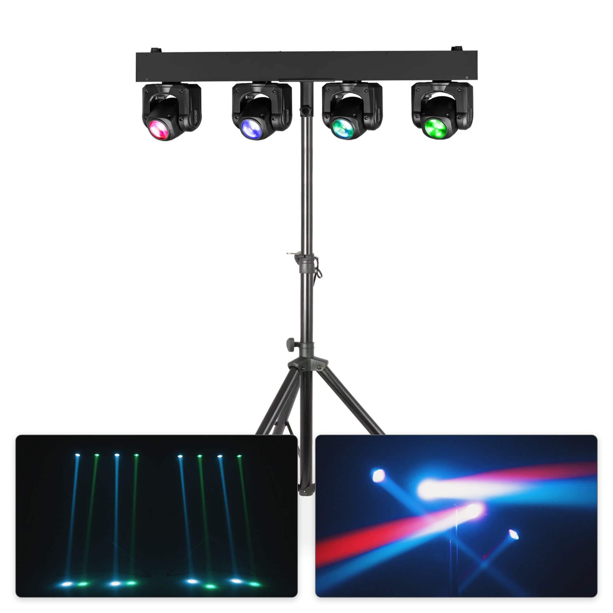 BeamZ Panther Quatro Barra con 4 cabezas móviles RGBW y soporte | Montaje inmediato, efectos sincronizados, instalación sencilla, para eventos móviles