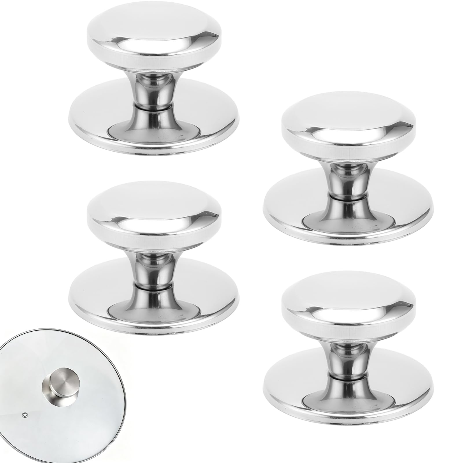 BRDTKUGV 4 Pcs Stick On Handles, Silver Drawer Stainless Steel Knobs, Small Self Adhesive Door Handles, No Punching Peel Small Door Knobs, for Wardrobes, Cabinets, Windows, Drawers (Silver)