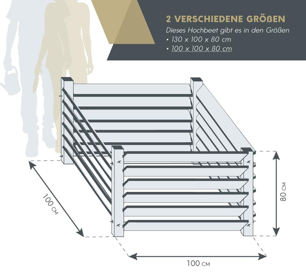 WESTMANN Komposter M aus Lärchenholz inkl. Kompostieranleitung| 100x100x80 cm Natur | Holzkomposter inklusive 800L Fassungsvermögen | Steckkomposter für Gartenkompostierung