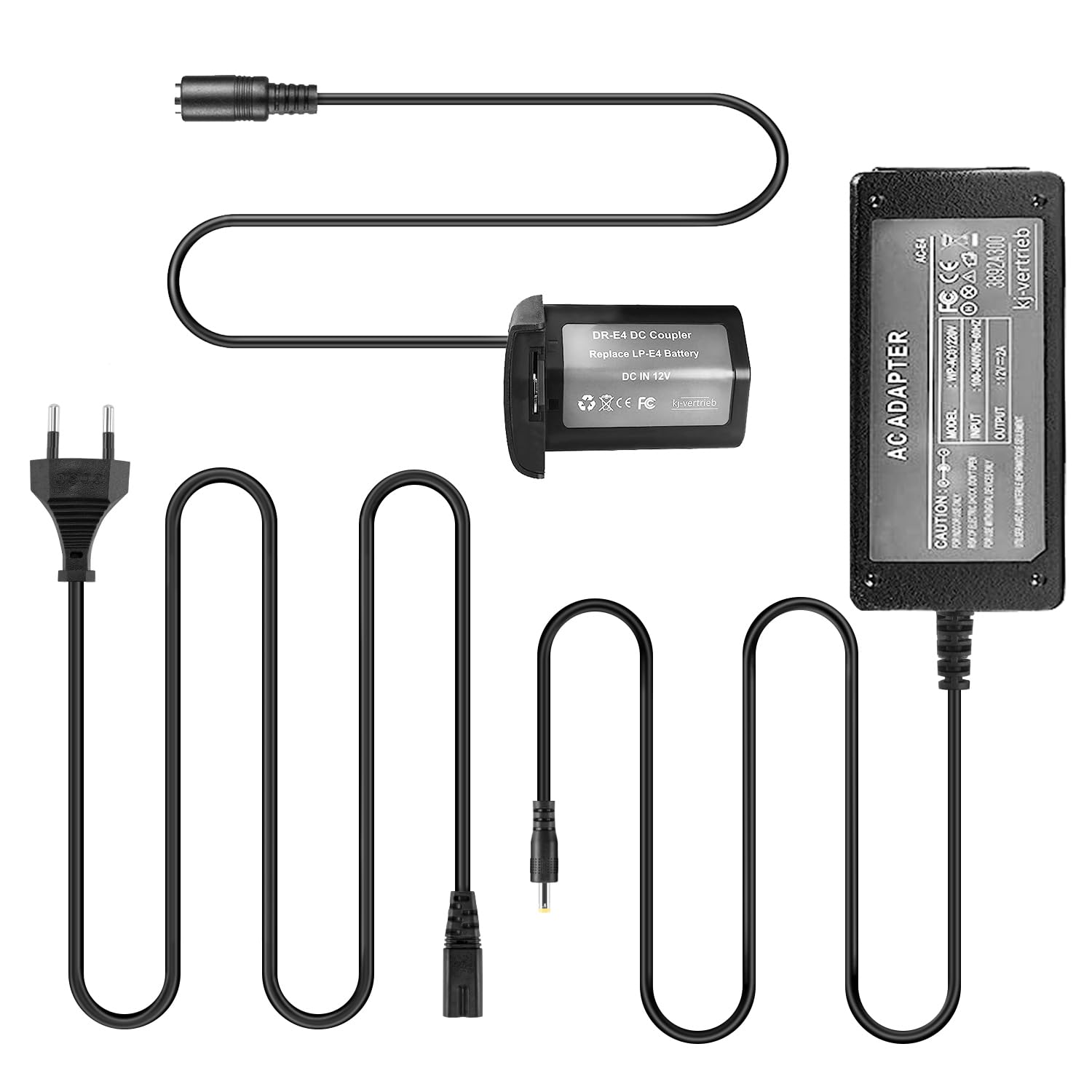 ACK-E4 AC-Netzteil DR-E4 DC-Koppler LP-E19 LP-E4 Dummy-Batterie für Canon EOS 1D C,1D X,1D Mark III,1D Mark IV,1DS Mark III Kamera