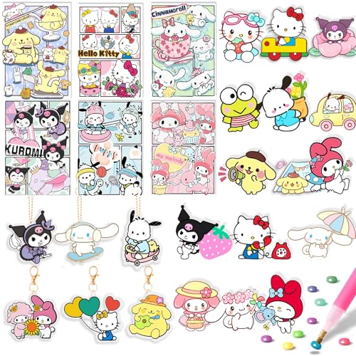 FFPTBNYX 27Pcs Diamond Art Kits for Beginners Cute DIY Diamond Arts Mosaic Kits & Stickers & Keychains.Arts and Crafts for Beginners Gem Art As Ideal Gifts