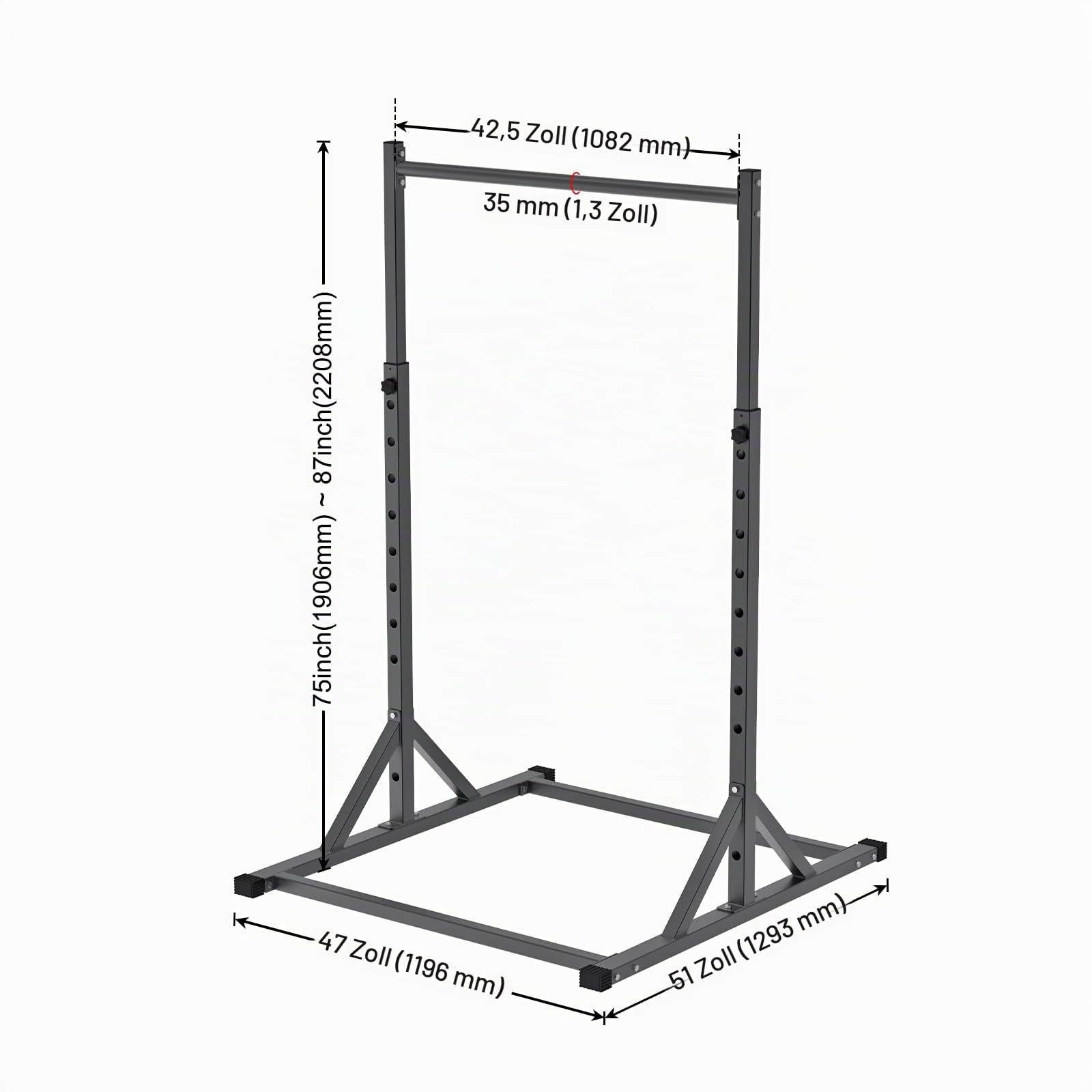 SELEWARE klimmzugstange Freistehend Power Tower - mit Dip Station Power Rack Verstellbare Kraftturm für 2" x 2" und 1" Loch Home Gym Dip Stange 226.8 KG Kapazität