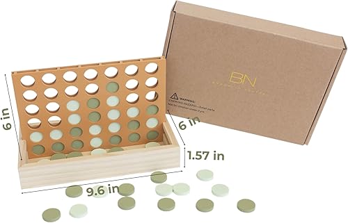 Miniatura 6 de Juego de madera neutra cuatro en una fila, juego de mesa de viaje Montessori estético para dos jugadores para niños y adultos, decoración perfecta