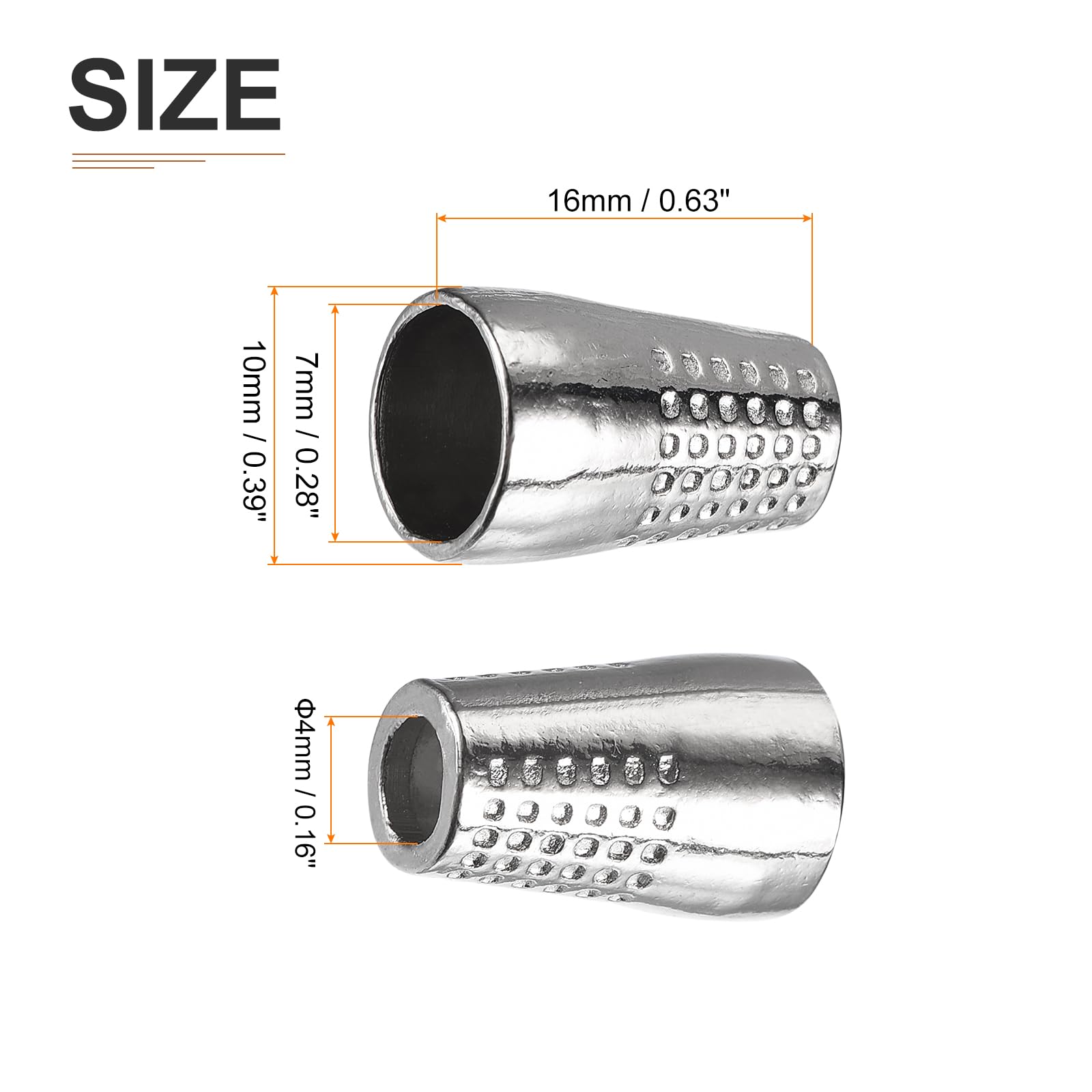 DTGN 10x16x4mm Bell Stopper, 20Pack, Good for DIY Drawstring Lanyard Backpacks - Image 2