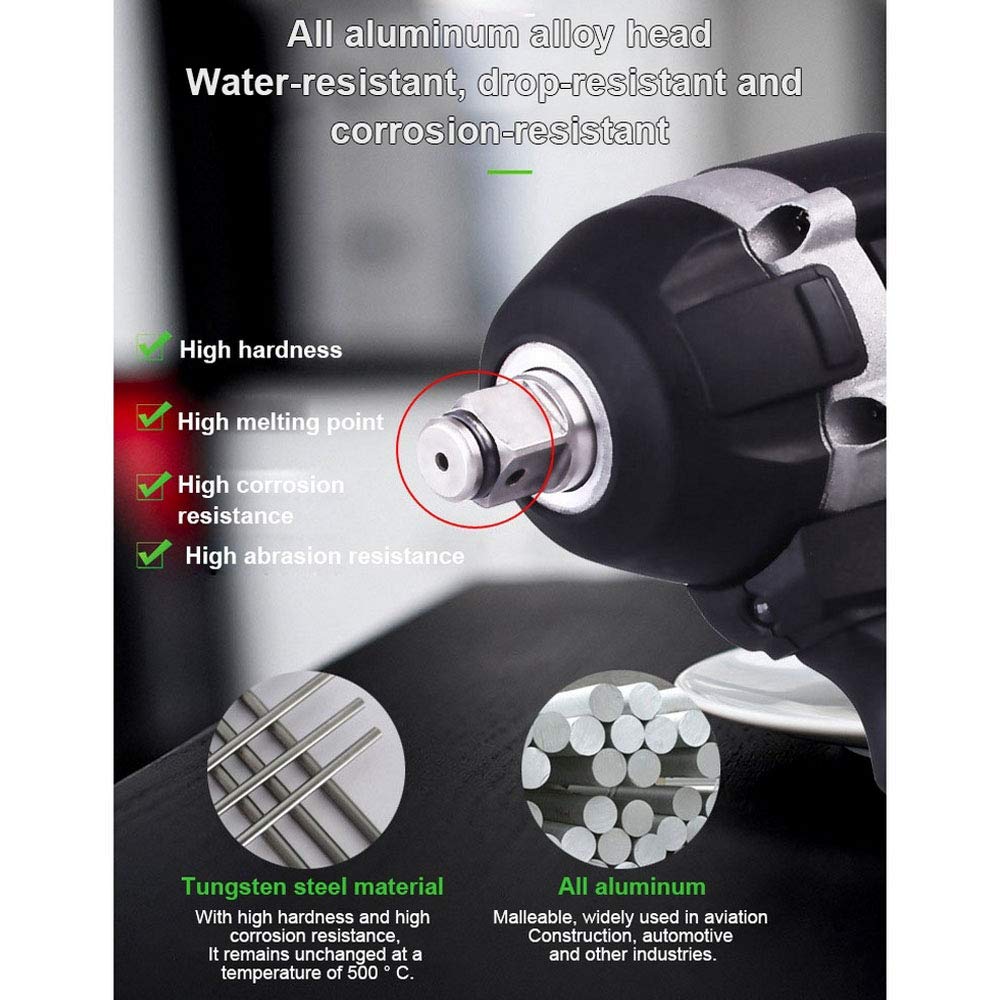 380N.m Avvitatore Percussione Elettrica a Batteria con 2 Batterie Ricaricabili Trapano a Percussione Senza Spazzole Luce a LED Presa da 1/2 Pollice Strumenti per Cacciaviti Elettrici