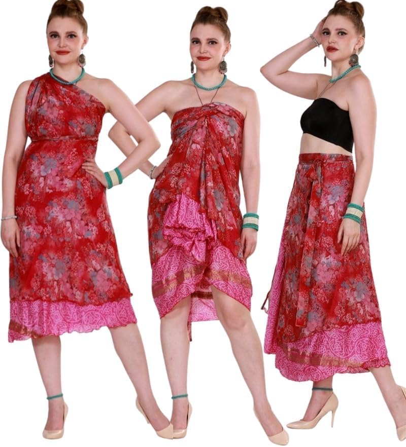 Wevez® Pack of 3 Pcs Original Two Layer Printed Wrap Around Skirts, Plus Size (Long XL) - Image 3