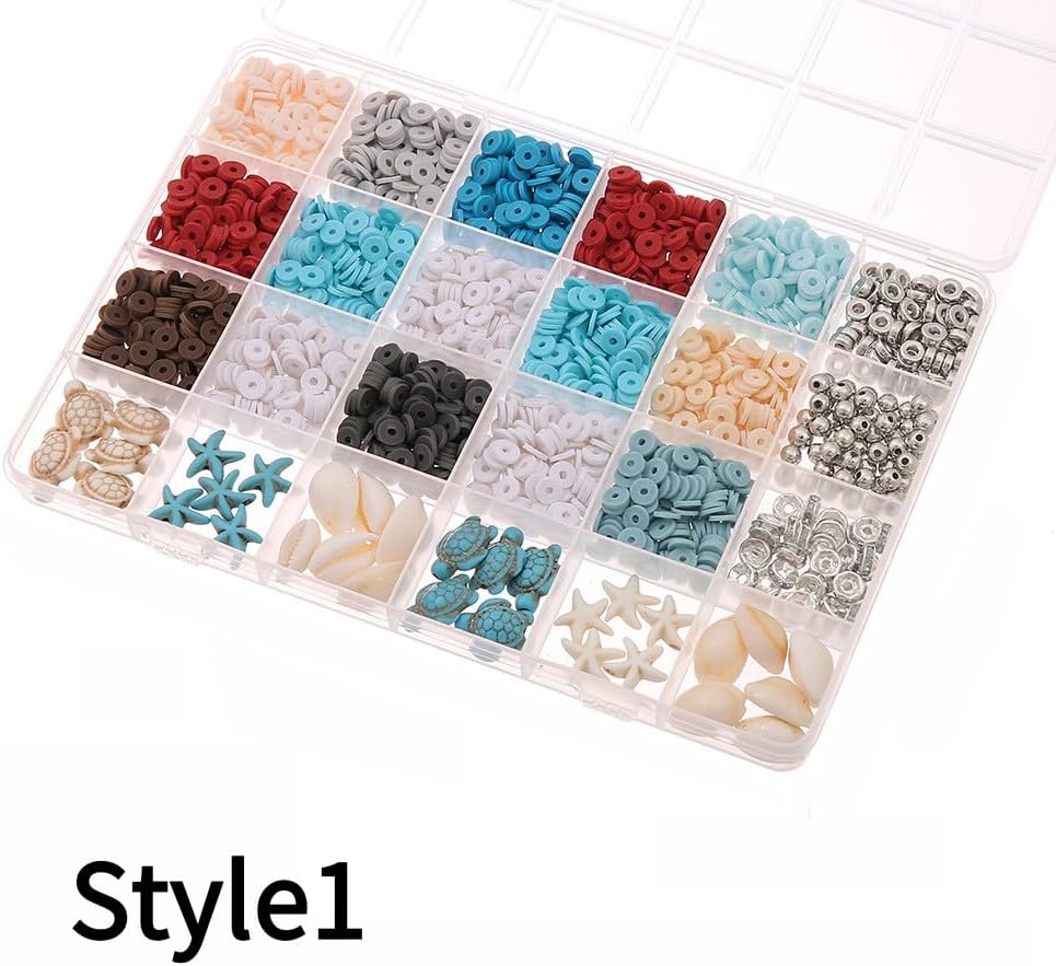 1set Bracelet Making Kit 24-in-1 Box with 3160 Polymer Clay Beads and 24-Color Sheets for DIY Jewelry, Adult Craft Gift, Party Favors, Style 1