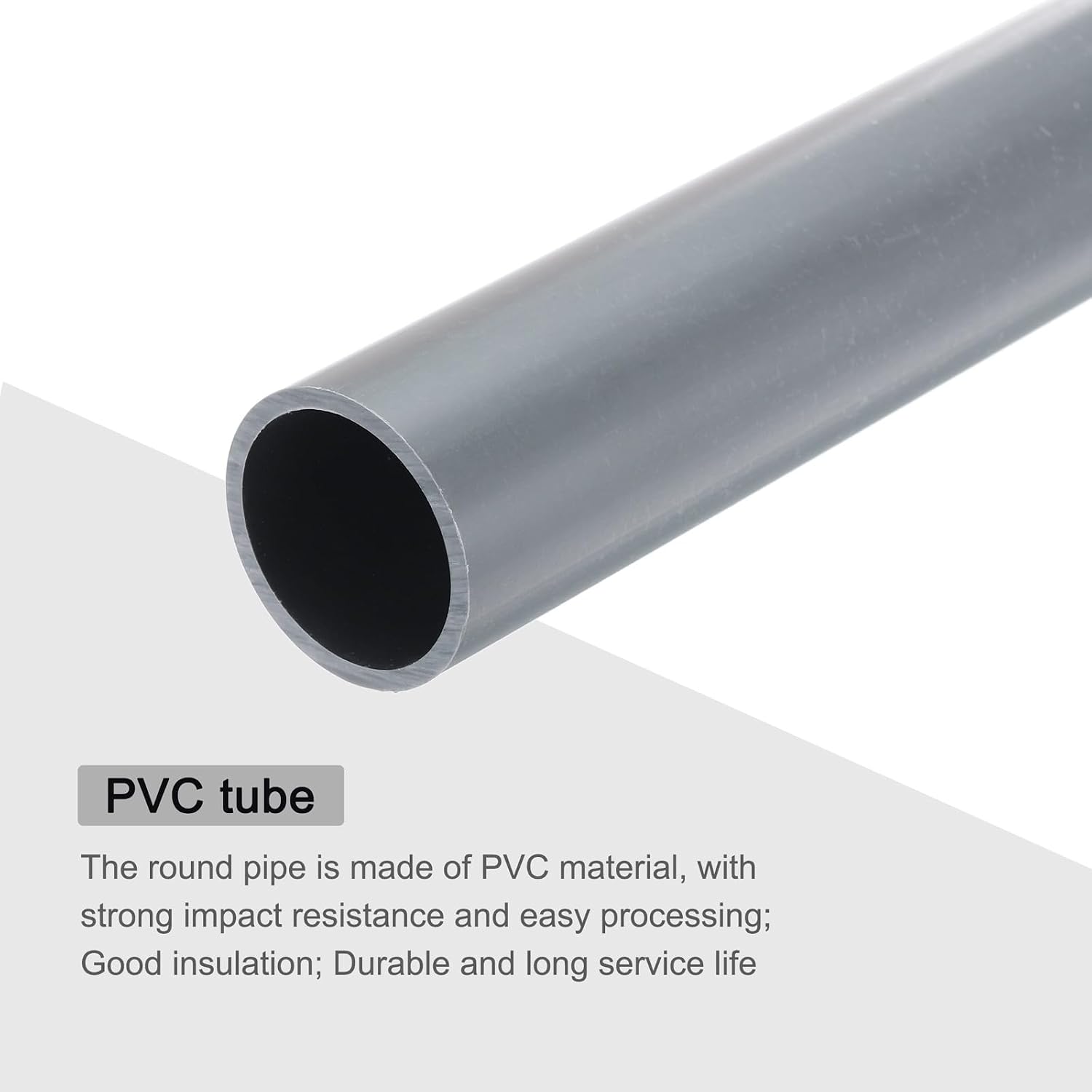 MECCANIXITY 1 1/4 Inch PVC Rigid Tube Round Pipe Tubing Hardware Tubing 27.2mm ID 32mm OD 8" Length Light Grey High Impact for Water Pipe, Crafts