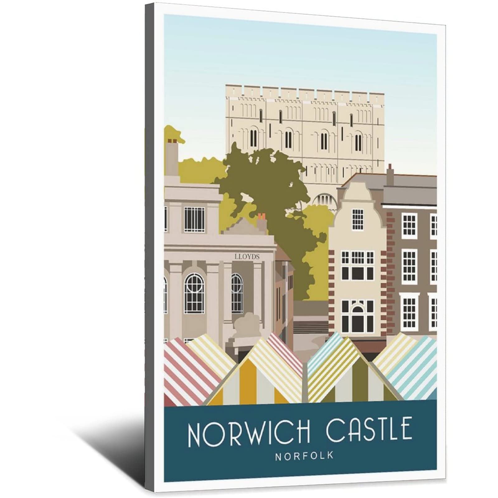 UEJD Vintage Norwich Castle Market Norfolk Travel Poster Decorative Posters Modern Bedroom Canvas Art Poster Picture Painting Posters Wall Decor Art Gift