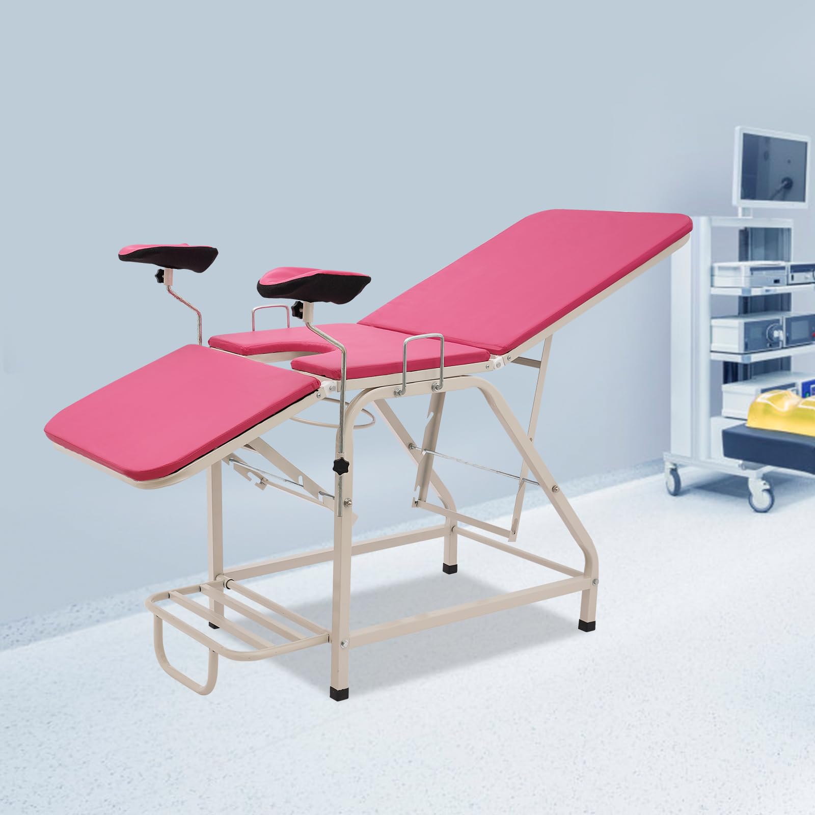 Chaise gynécologique, d'examen, chaise d'accoudoir, réglable, confortable, charge maximale : 150 kg, pour cliniques, hôpitaux, chambres prénatales (rose)
