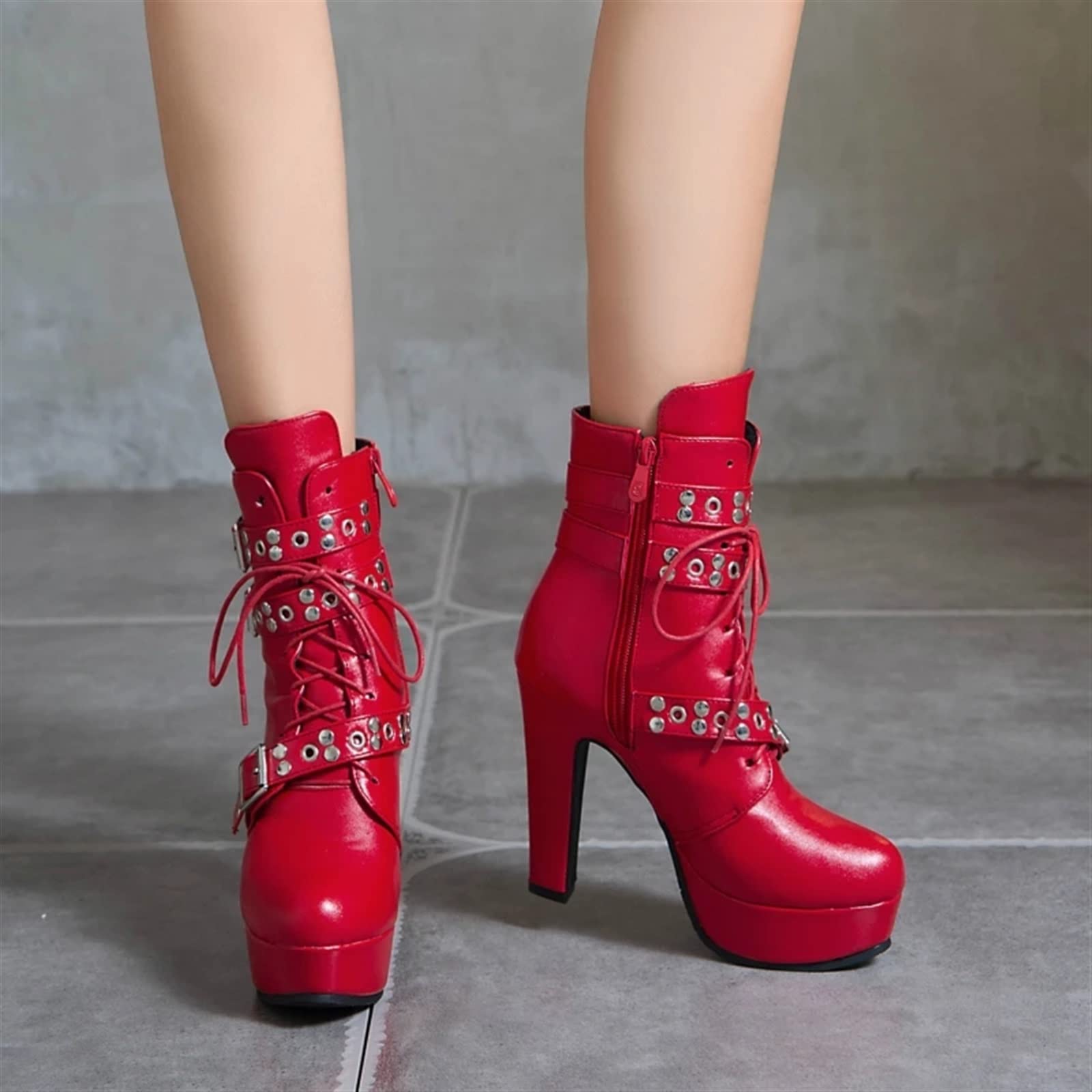 Amazon.com: ZHTAISOU Boots Red Yellow Women Ankle Boots Platform