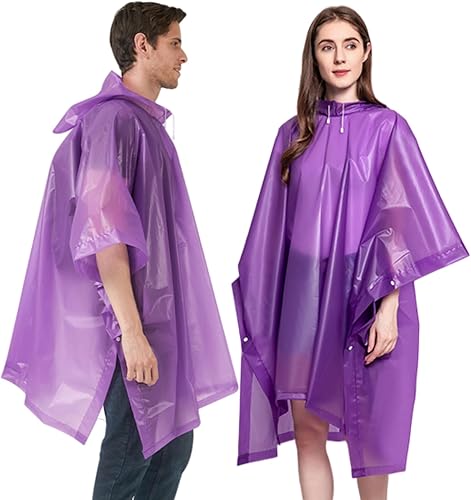 Ponchos de lluvia para adultos (paquete de 2), poncho de lluvia reutilizable de EVA, abrigos de lluvia portátiles para hombres y mujeres,