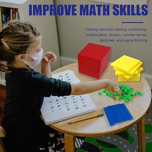 Miniatura 3 de Base Diez Bloques para Matemáticas Tempranas, Cubos Educativos Conteo de Juguetes y Matemáticas en Homeschool, Cubos de Matemáticas para Habilidades