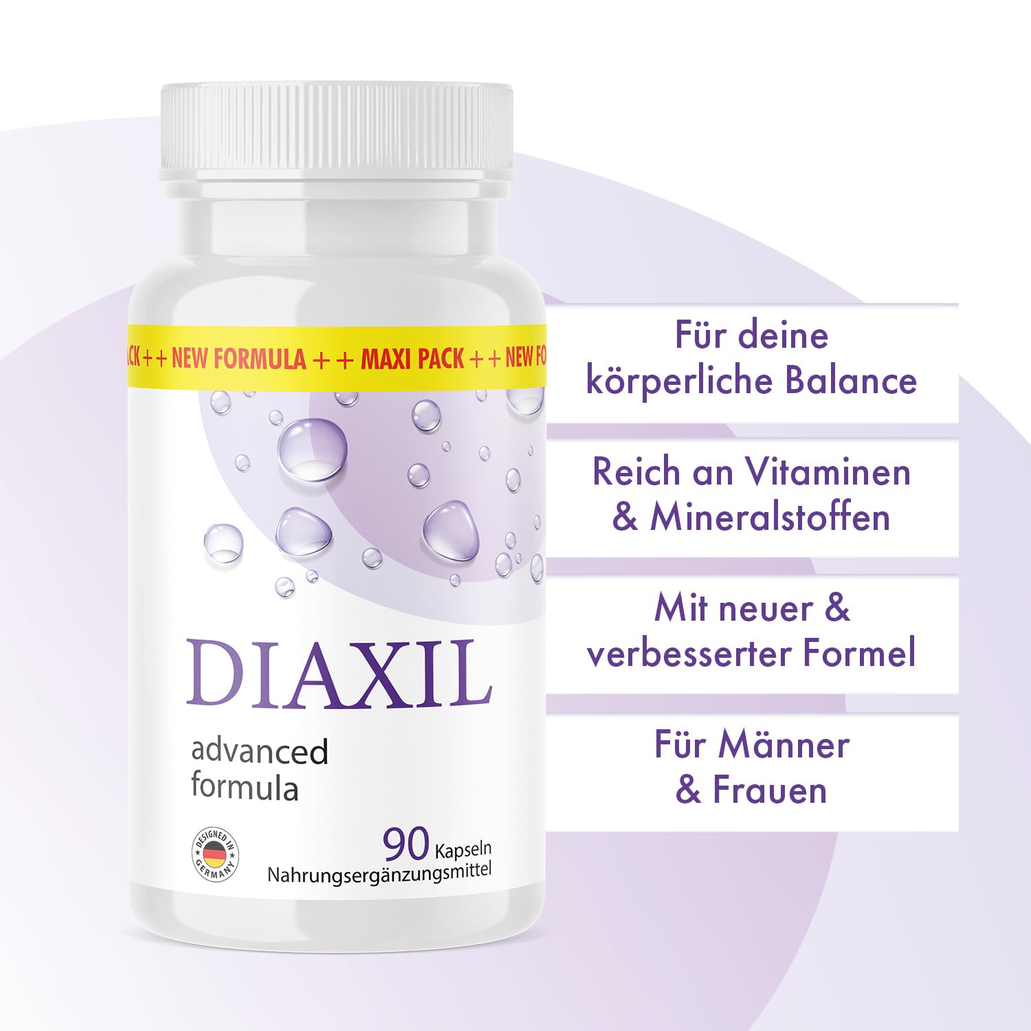 Diaxil Kapseln - reich an Vitaminen & Mineralstoffen - für Männer & Frauen - Inhalt 90 Kapseln