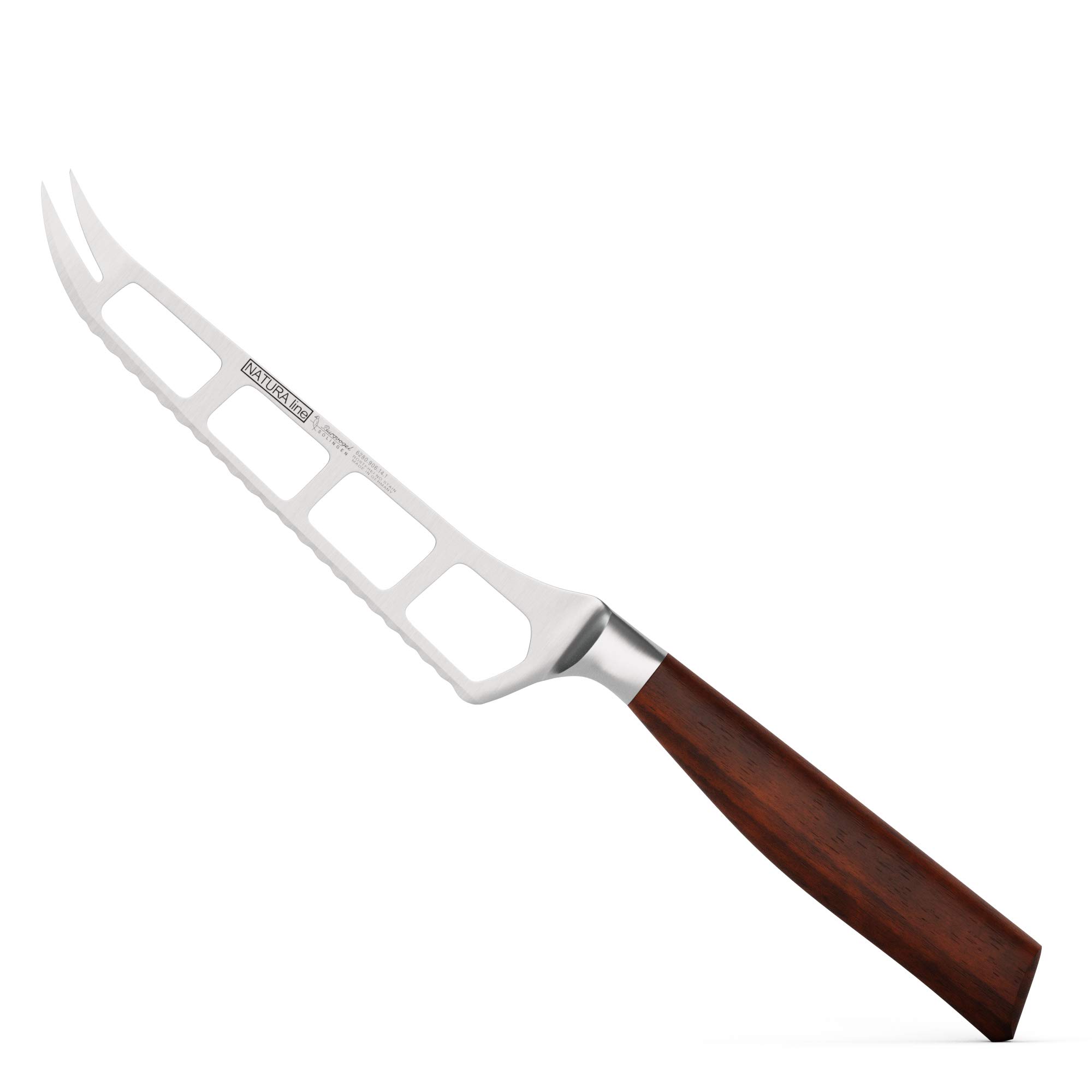 Burgvogel Solingen Natura Line, scharfes Käsemesser Holzgriff, rot satiniert, geschmiedet, 14 cm, rostfrei, Made in Germany