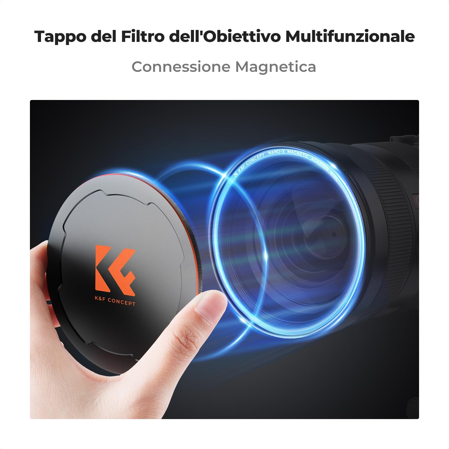 K&F CONCEPT 2 in 1 Tappo Magnetico compatibile con Obiettivi e Filtro da 82 mm