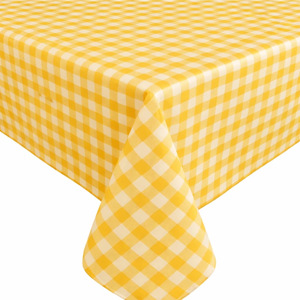 Home Direct Wipe Clean Table Cloth Oilcloth PVC Tablecloth Table Cover Protector Gingham Check 100cm x 140cm 39x55 (Yellow)