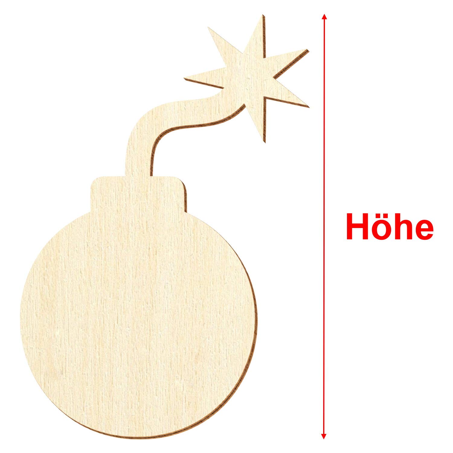 Bombas de madera – Decoración manualidades 5 – 50 cm, tamaño: 43 cm, paquete con 100 unidades