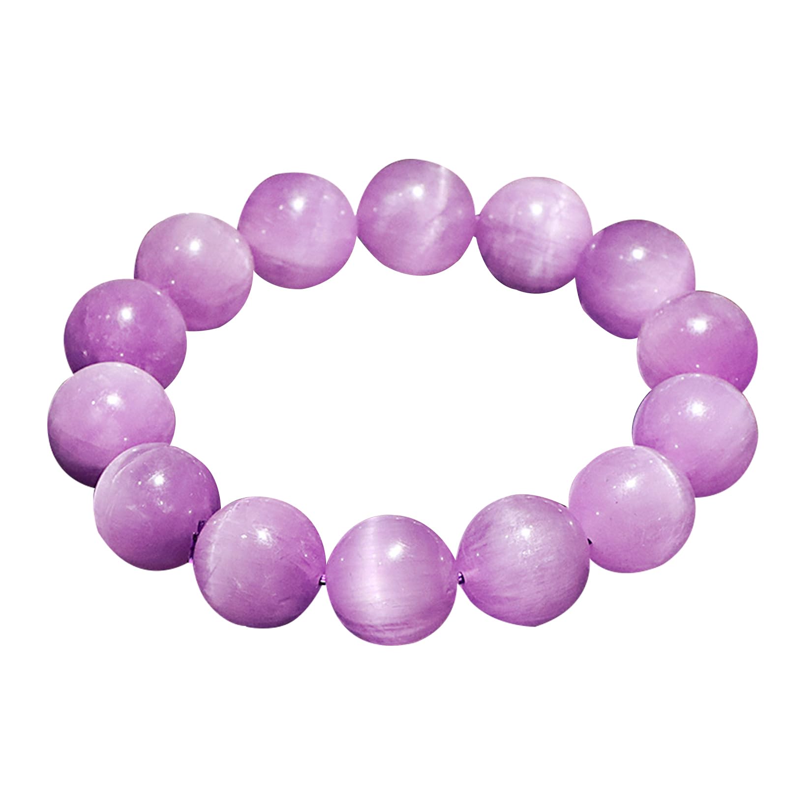 Pulsera elástica Unisex con Cuentas Redondas y Lisas de kunzita para Hombres y Mujeres, Pulsera de Buena Suerte,6mm
