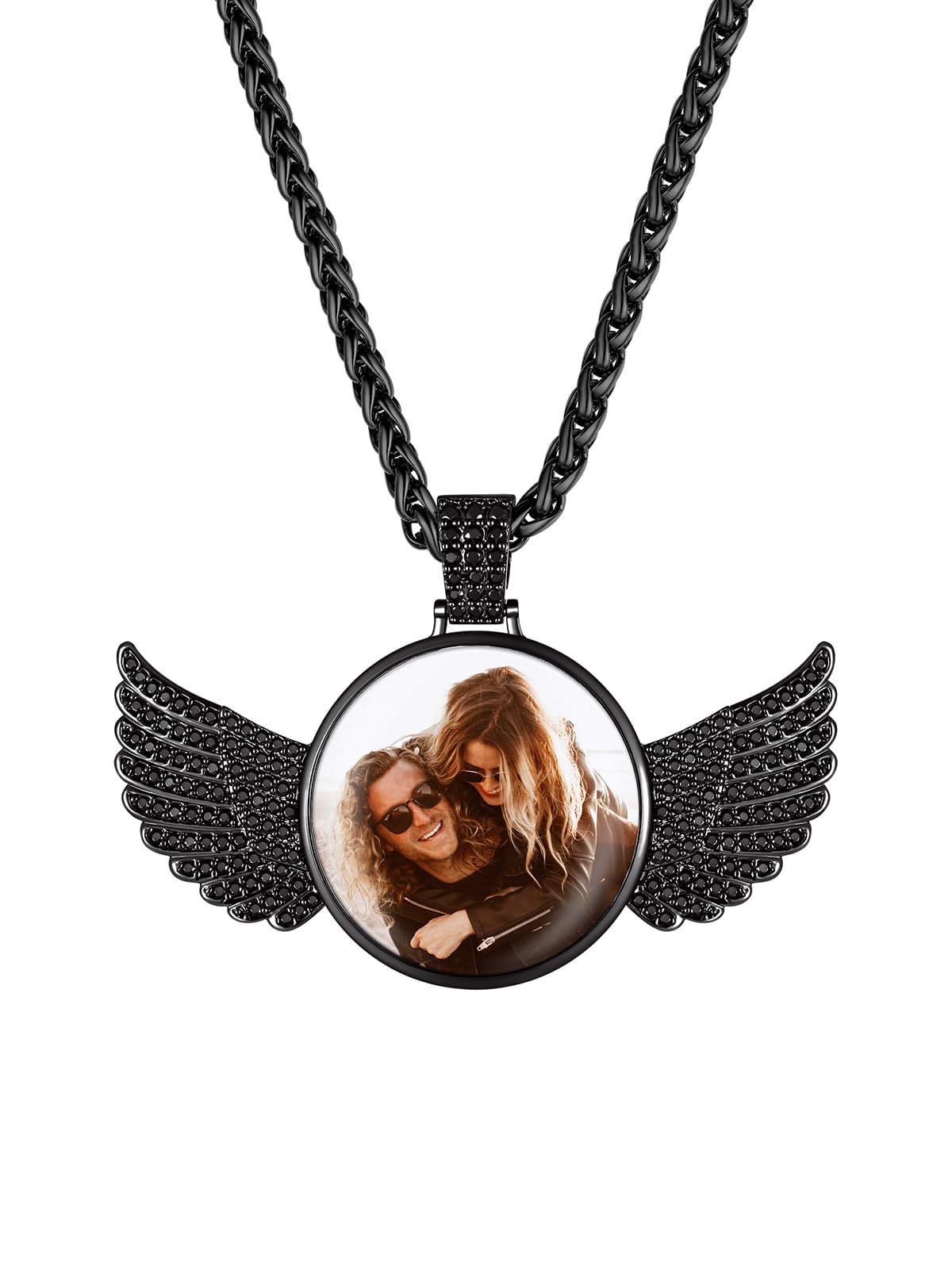 Custom4U Picture Necklace Personalized Photo Circle Chain for Men Women
