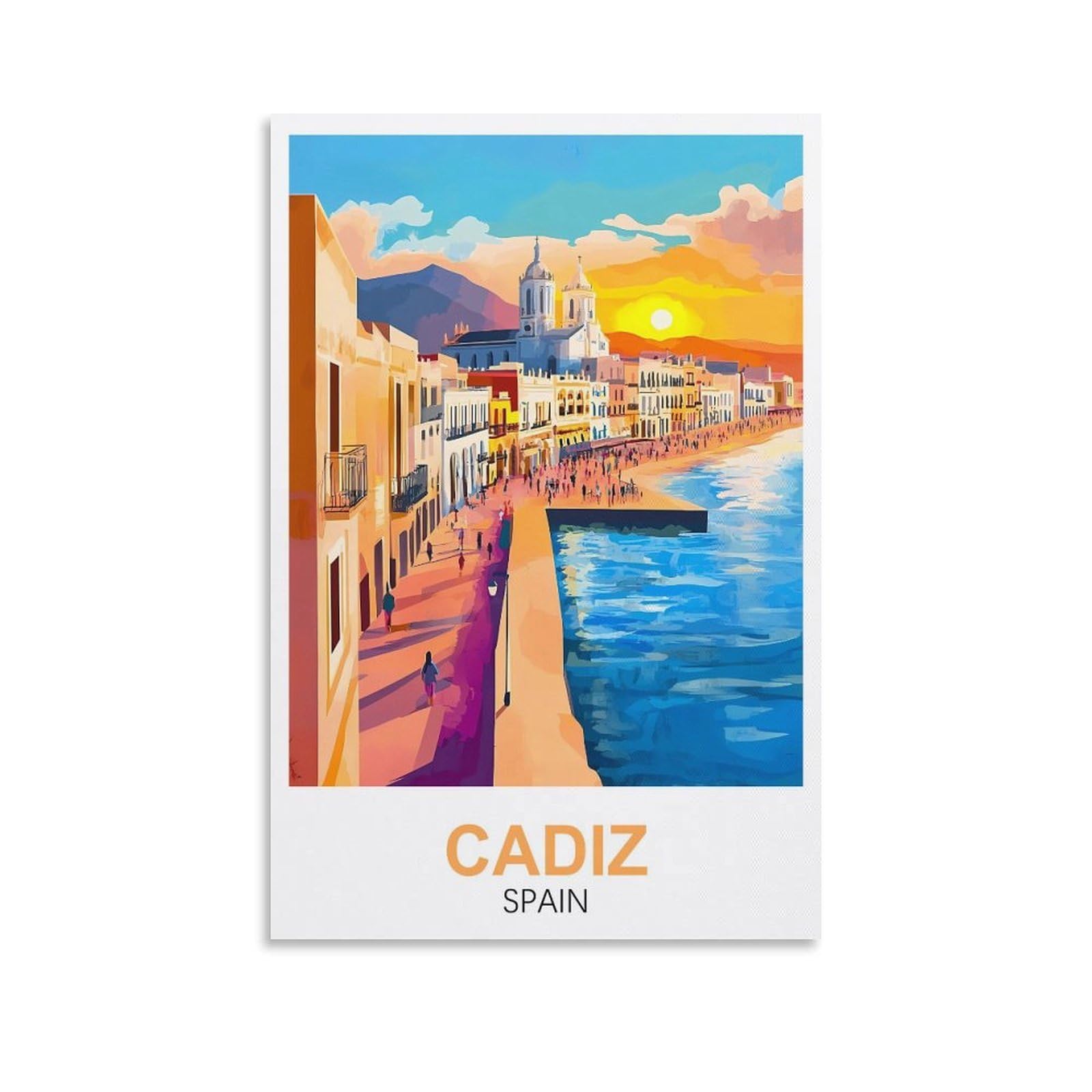 CLFMHNAS Cadiz Spain Vintage Travel Posters 20x30inch(50x75cm) Canvas Wall Art Prints