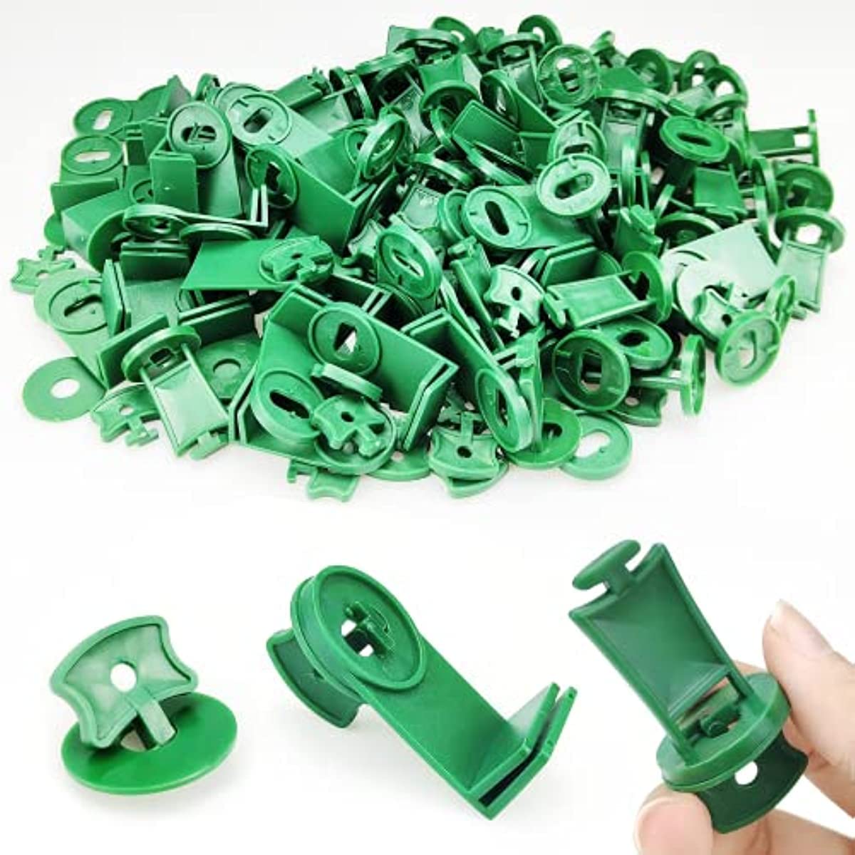 300Pcs for Aluminium Greenhouse Insulation Netting Shading Greenhouse Twist Clip Kit Greenhouse Plastic Twist Clips Green Fixing Clips and Washers, Extender Corner Clips