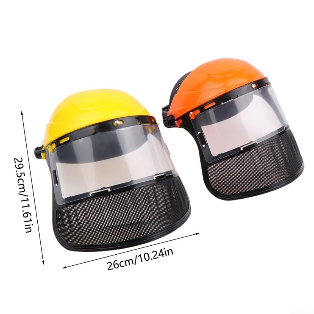 Casco de seguridad, máscara protectora para cortacésped, malla de alambre superior amarilla para salpicaduras para sombrero de impacto, para jardineros, paisajismo, corte de césped, recorte de árboles