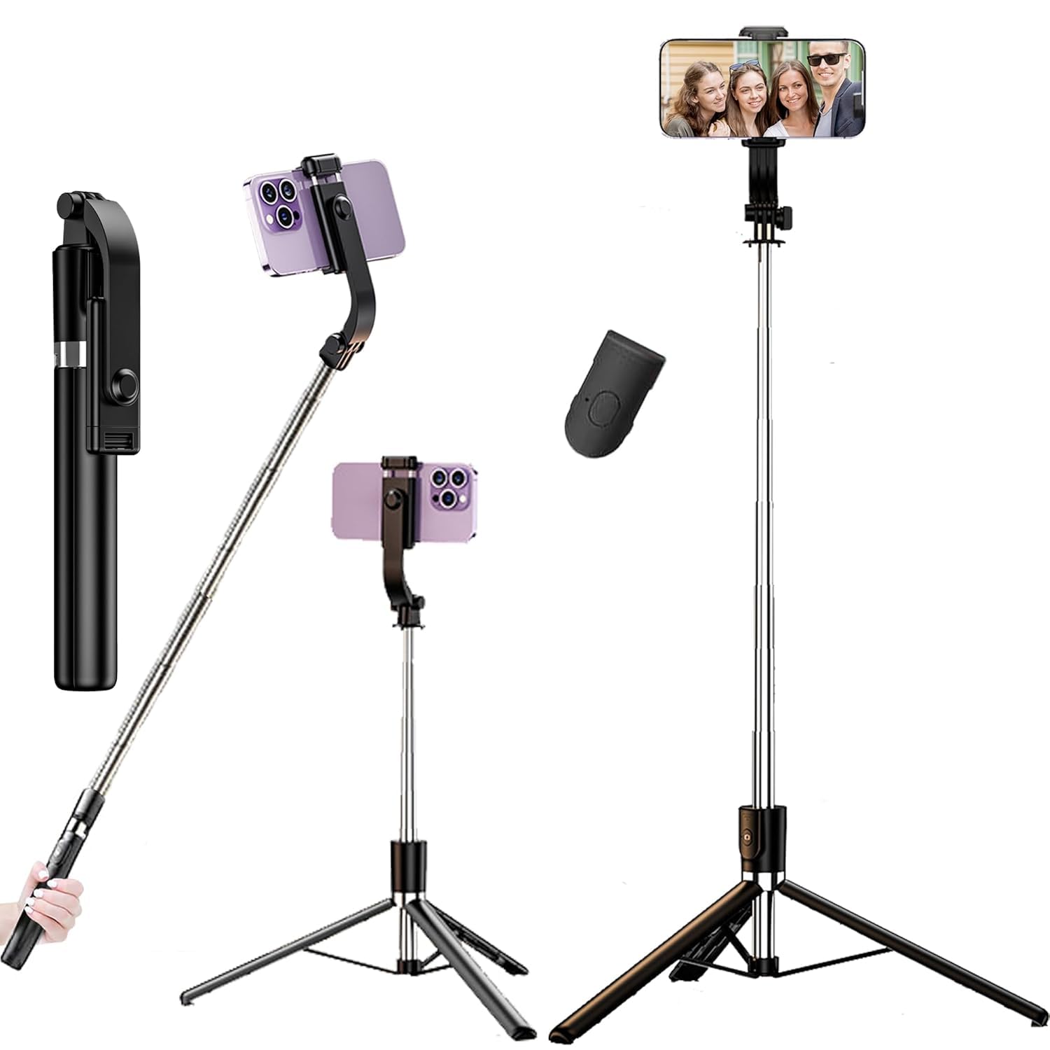 ZOBAK® Selfie Stick Tripod with Bluetooth Remote, 67" Extendable & 12" Foldable Lightweight Phone Tripod Stand for iPhone, Samsung & Android Smartphones (Z1)-image-45