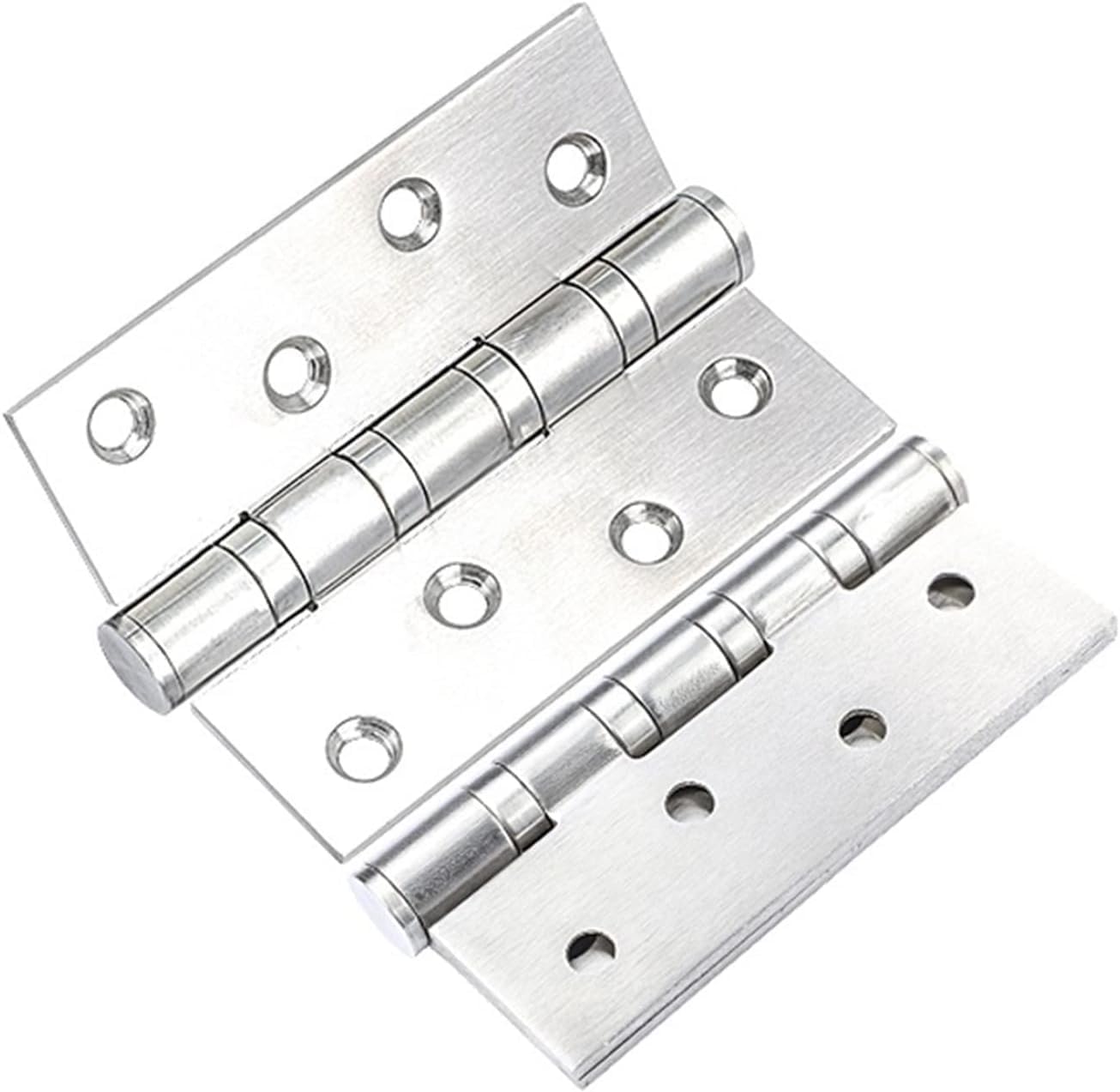 2 Pieces of 4 Inch Silver Door Hinges, Furniture Fittings, Stainless Steel Hinges, Suitable for Bedroom Bathroom Kitchen Doors, Decorative Fittings