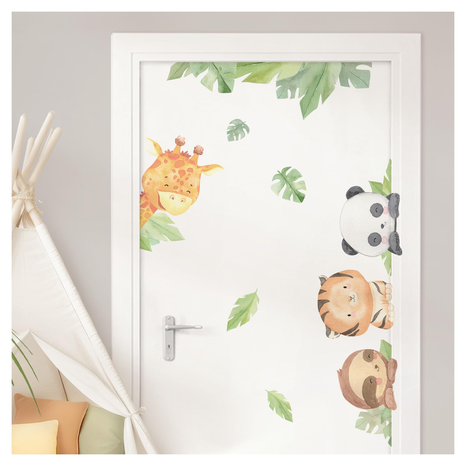 DEKO KINDERZIMMER Wandtattoo Türaufkleber Wandsticker Dschungeltiere Tür-Sticker Kinderzimmer Babyzimmer Wandaufkleber Deko DK1004-5