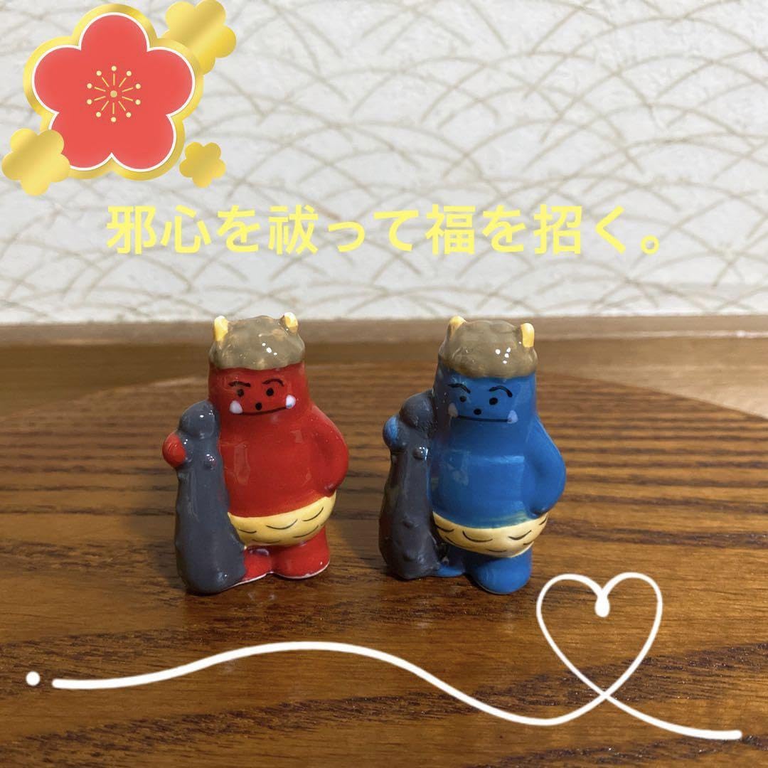 Amazon.co.jp: ミニチュア鬼に金棒 節分飾り 赤鬼 青鬼 箸置き