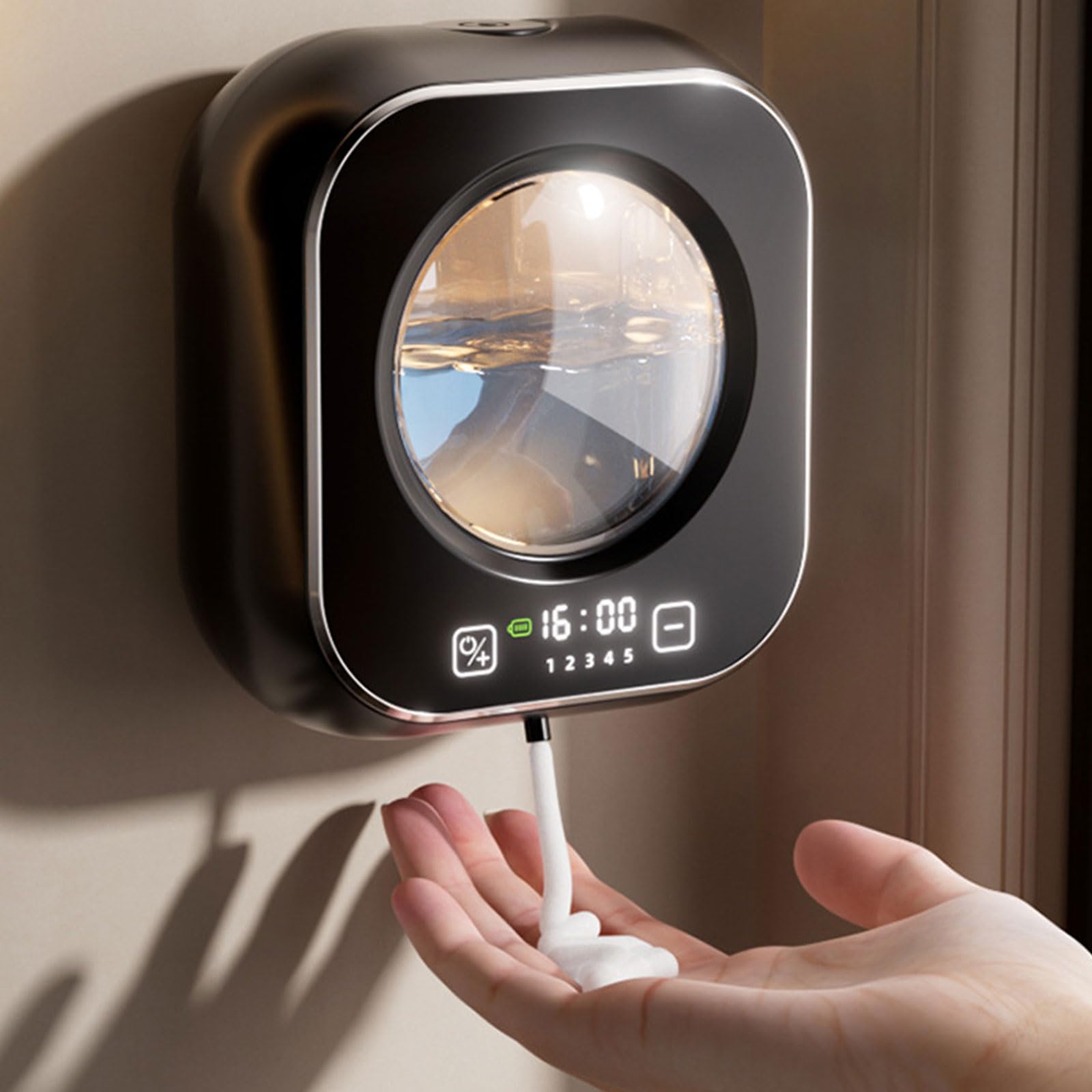 Generico Dispenser Sapone in Schiuma a Parete con Tecnologia a sensori Senza Contatto Portasapone Automatico per Bagno Cucina Dispenser liquidi per Aree pubbliche