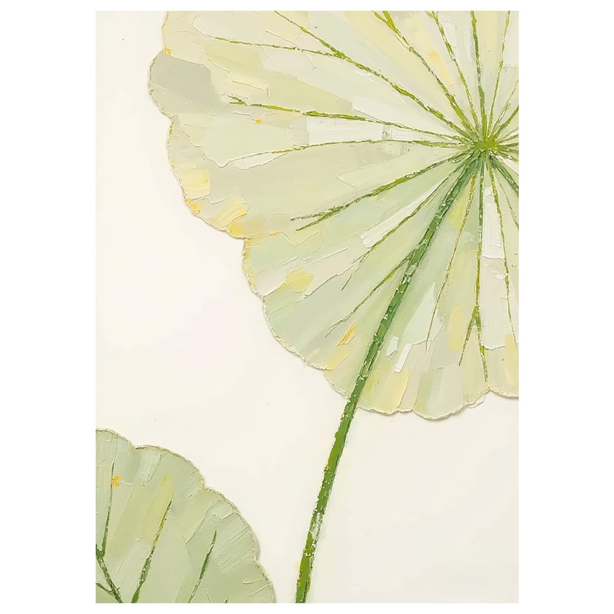 LCDIUDIU Hand Painted Botanical Canvas Wall Art Textured Green Lotus Leaf Oil Paintings On Canvas Minimalist Zen Unframed Modern Artwork Wall Decor for Living Room Bedroom 90X130Cm(36X52Inch)