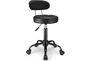 Swivel Stool Chair with Back for Support, Adjustable Rolling Spa Stool