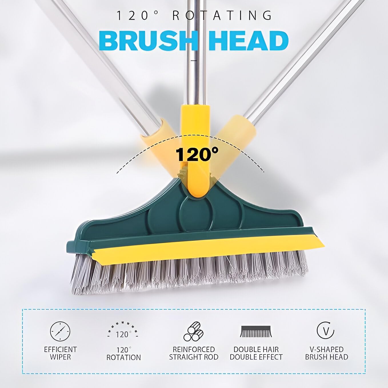 2-in-1 Bathroom Cleaning Brush - Long Handle Tiles & Floor Scrub Brush for Bathroom, Kitchen, and Home Cleaning Accessories 1