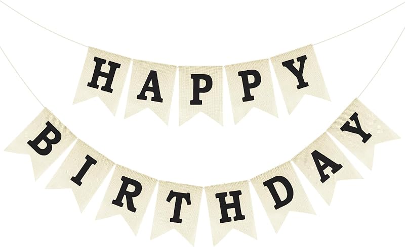 Pancarta de feliz cumpleaños - NO hay decoraciones DIY de feliz cumpleaños | Arpillera cartel de feliz cumpleaños decoraciones de fiesta de cumpleaños para mujeres, hombres, niñas, niños, celebración, fiesta, telón de fondo, patio (negro)