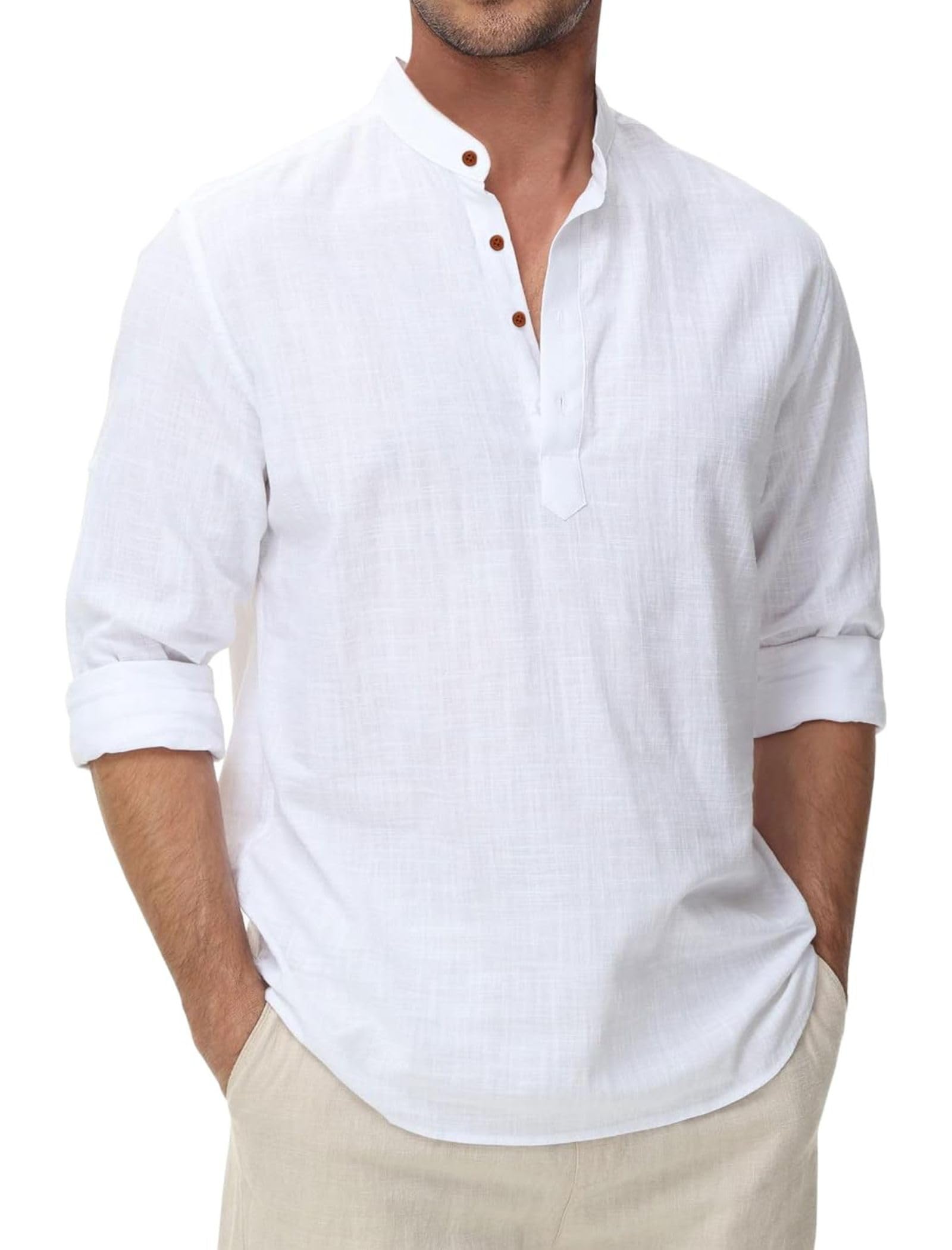 fifth u Men's Cotton Blend Mandarin Collar Self Design Full Sleeve Casual Short Kurta-picture-29