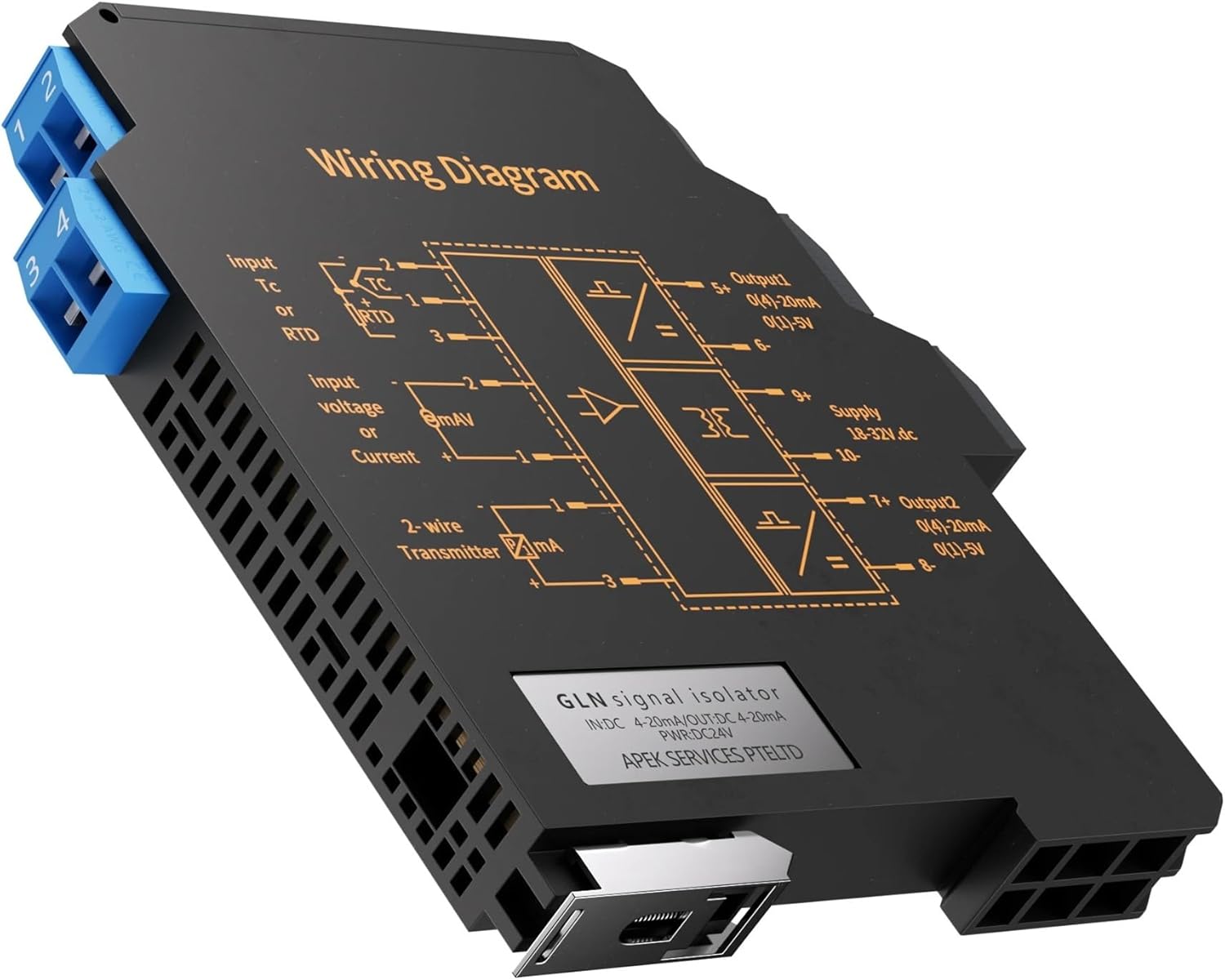Ultra-Thin Analog Signal Isolator 0-10V 0-5V to 4-20mA 0-20mA 1 in 2 Out(4-20mA to 4-20mA)