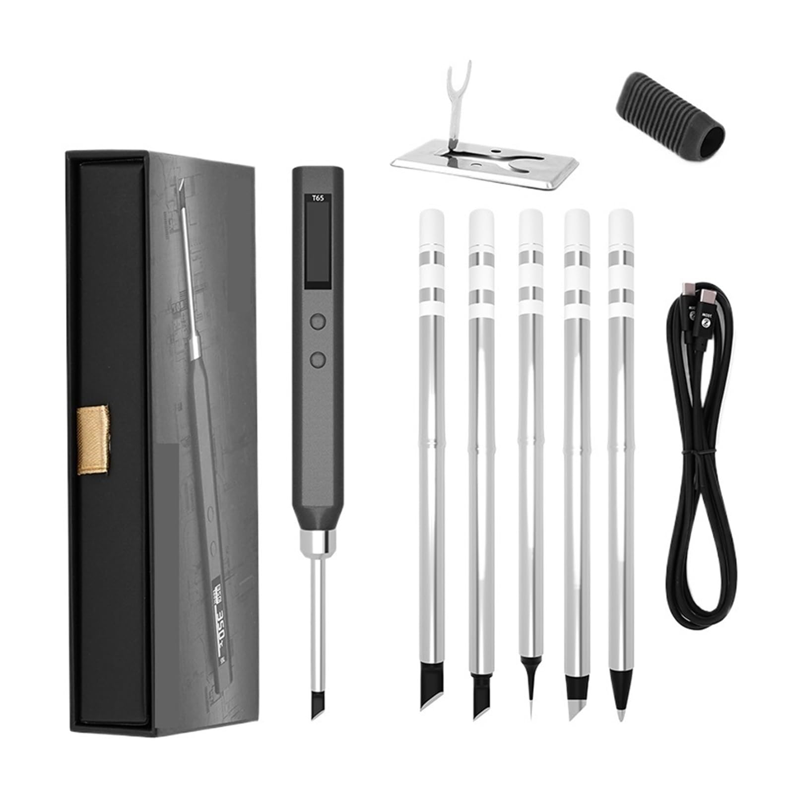Soldador Eléctrico Con Temperatura Ajustable, 65W, Calor Rápido, Estación De Soldadura Portátil Digital Inteligente, Kit Original Calentamiento Preciso(5type tip)