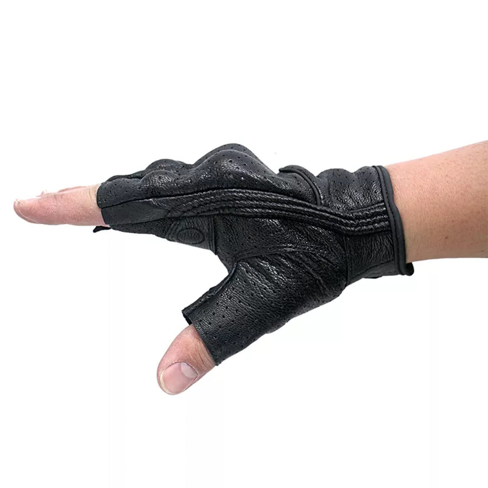 Guantes de motocicleta, guantes de medio dedo, de cuero, sin dedos, guantes de verano, guantes de moto, accesorio de bicicleta, deportes, carreras, ciclismo